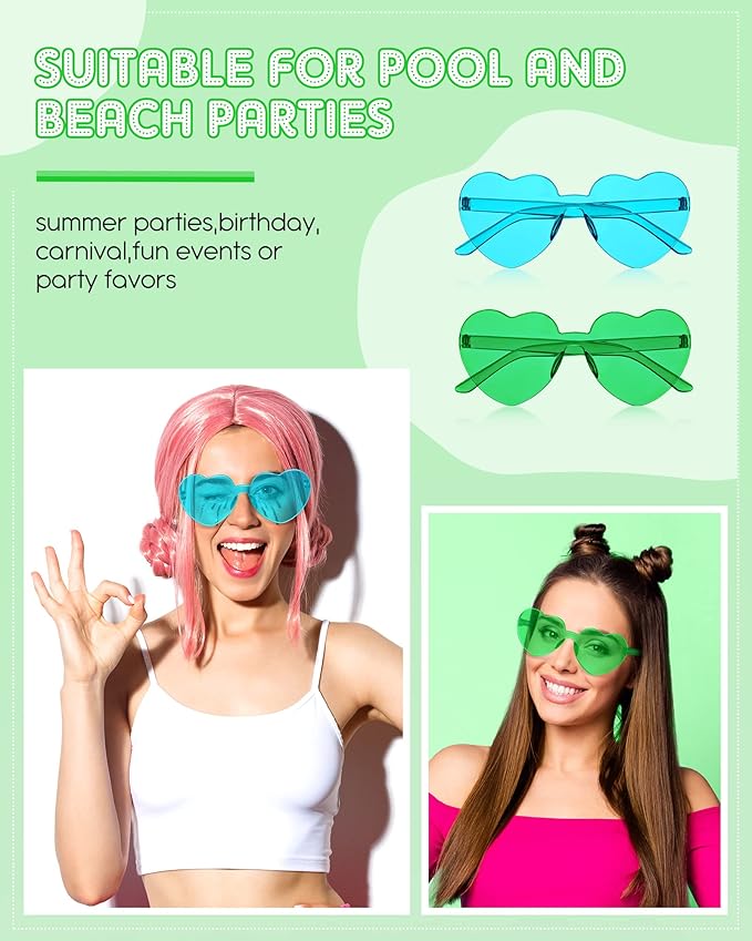 Colzzy 30 Pairs Valentines Day Sunglasses Colorful Heart Shaped Glasses Bulk for Women Bachelorette Party Romantic