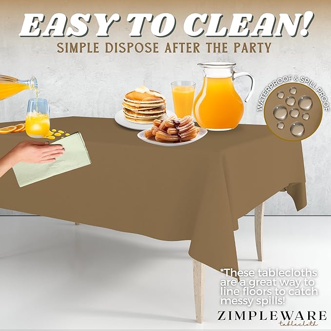 ZIMPLEWARE Premium Gold Plastic Table Cloth Disposable (12 Pk) Plastic Tablecloths for Rectangle Tables (54in x 108in) Party Table Cloths Disposable for 6ft to 8ft Rectangle Tables