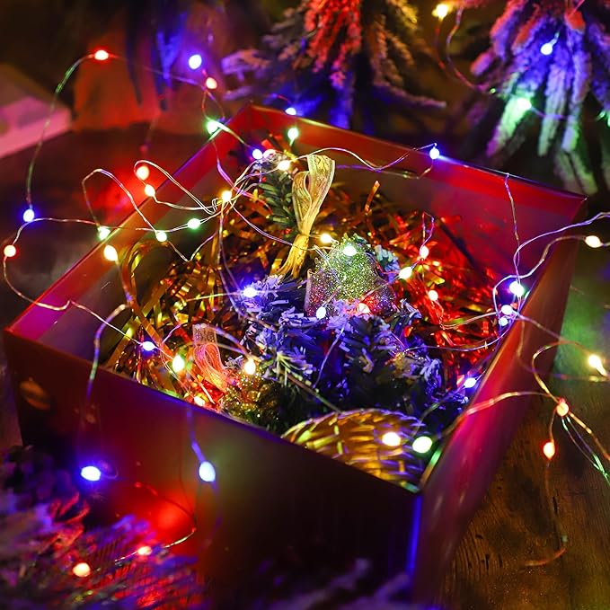 6 Pcs Fairy Lights Battery Operated, Christmas Tree Decor Twinkle Lights, 10 feet 30 LEDs String Lights, Flashing and Constant Light Modes, for Parties, Glass Bottle Decoration (Multi-Colored)