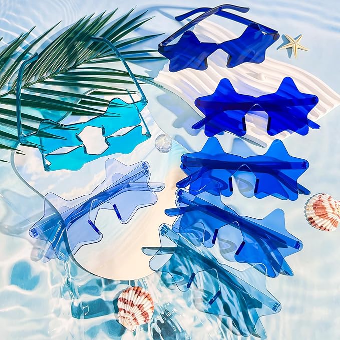 Pibupibu 14 Pack Star Sunglasses Bulk, Fun Rimless Star Glasses for Women Party Favors