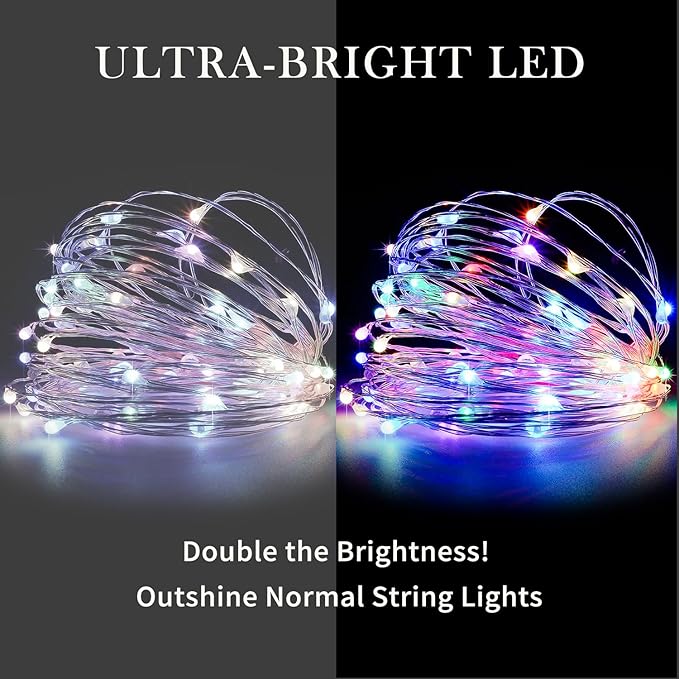 Aogist 4-Pack 16FT Fairy Lights with Spool,Ultra-Bright 50 LEDs Battery Operated Copper Wire String Light for Bedroom Christmas Wedding Centerpiece Parties Decoration,Multicolor