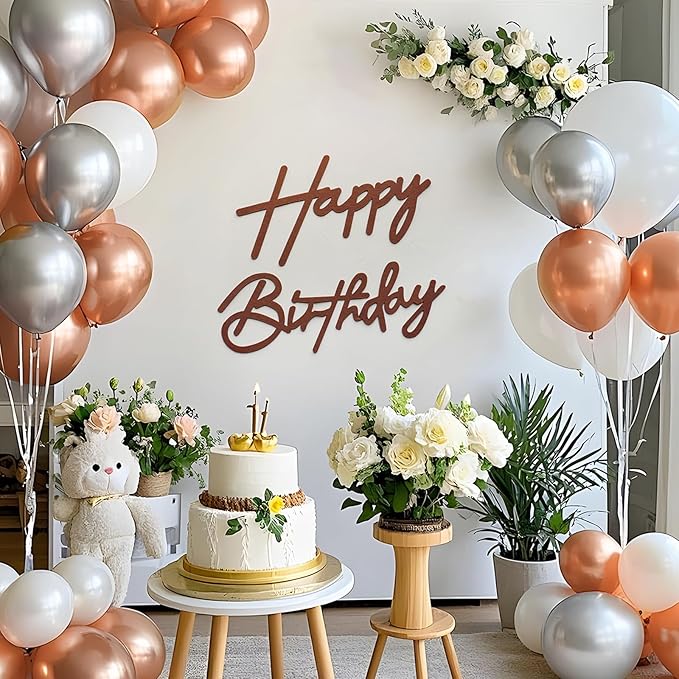 Brown Happy Birthday Sign for Birthday Arch Backdrop - Felt Happy Birthday Letters for Balloon Banner Backdrop Wall Decorations for Birthday Banner for Women, Men, Kids