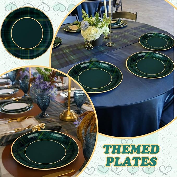 100 Pcs Green Blue Tartan Plaids Paper Plates We Can Bearly Wait Party Plates Disposable Tableware Baby Shower Decorations for Guests Baby Shower Wedding Birthday Party Supplies(9" X 9")