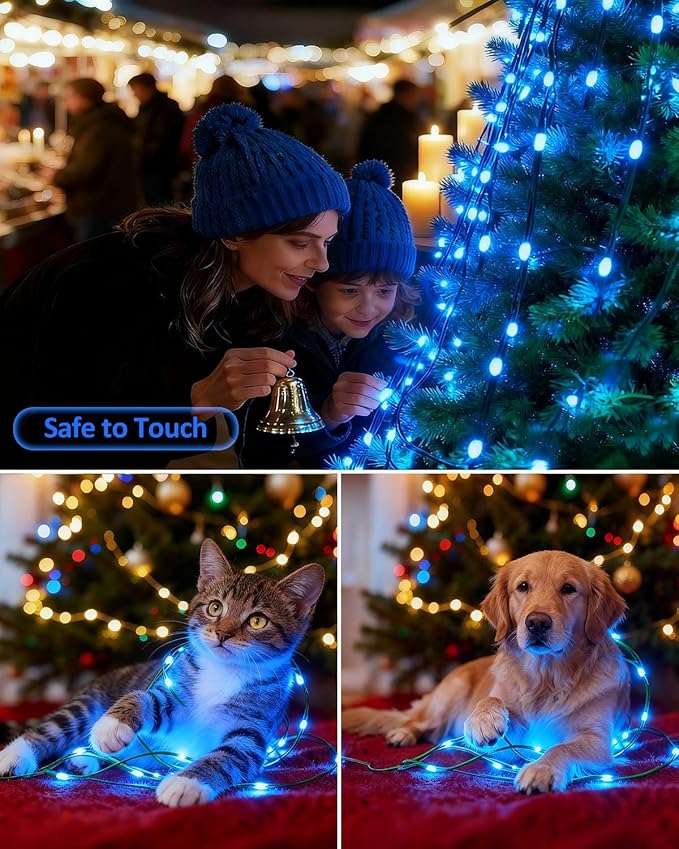 Outdoor String Lights, 328FT 1000 LED Fairy Lights, IP65 Waterproof Outside with Remote, 8 Lighting Modes Dimmable Timer Hanging LED Lamp for Camping Garden Patio Christmas Decor Yard Fence Tree