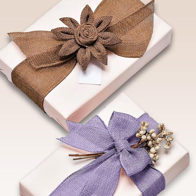 Brown Burlap Ribbon 1 inch X 10 Yard Natural Linen Woven Burlap Ribbons DIY Handmade Edging Production Wreath Holiday Decoration Ribbon Gift Wrapping Brown Linen Ribbons