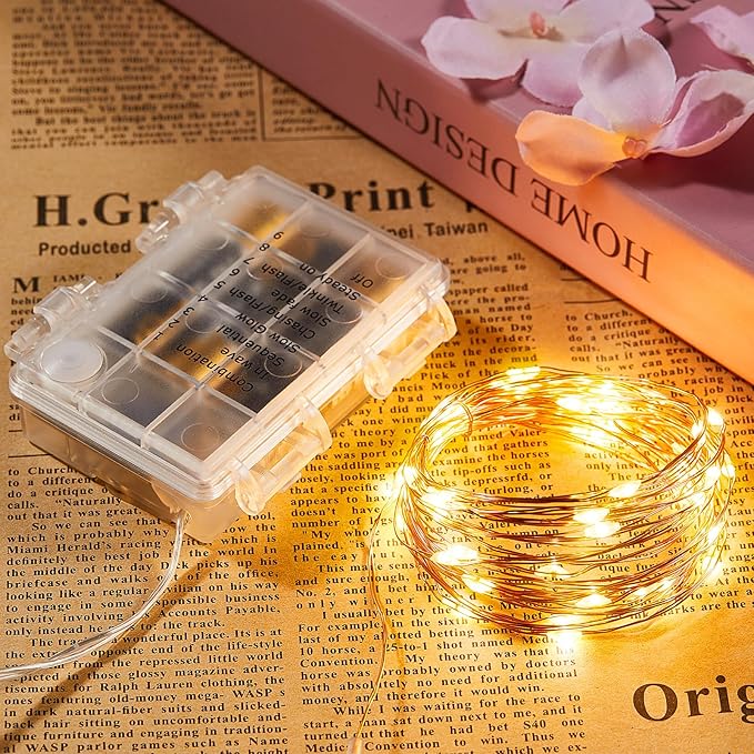 Ariceleo 4 Pack 16.4 Ft. Battery Operated Outdoor String Lights with Remote & Timer, LED Warm White Fairy Lights, Waterproof Twinkle Lights for Bedroom, Dorm, Mason Jar, Wedding, Party, Christmas