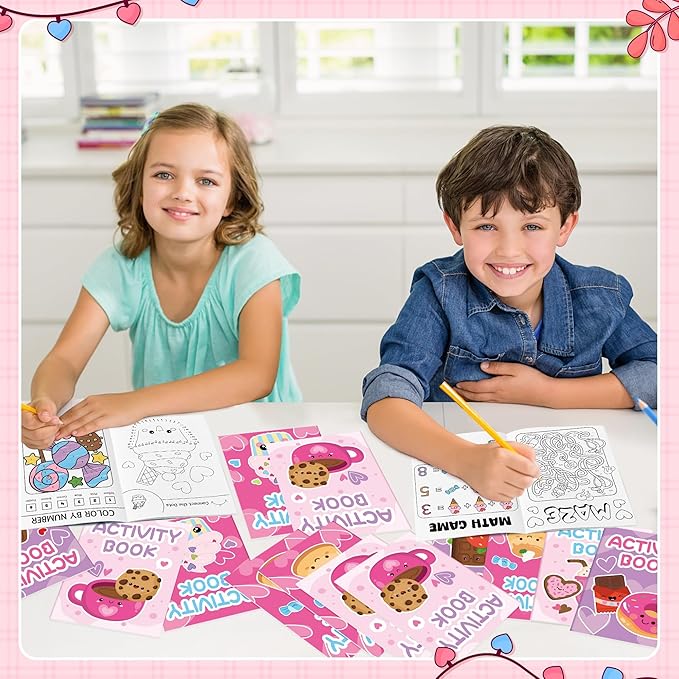 Desserts Theme Activity Books for Kids - 24Pcs Desserts Mini Games Coloring Book Set Bulk Mazes Word Search Word Scramble Games for Birthday Party Goodie Bags Stuffers School Classroom Favors