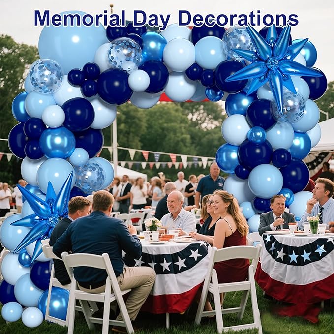 KARLURE Blue Balloons Arch Kit, Different Shades Navy Blue Balloons for Blue Graduation Decorations 2026 Grad Class Memorial Day Baby Shower Boy Men Birthday World Cup Party Decorations