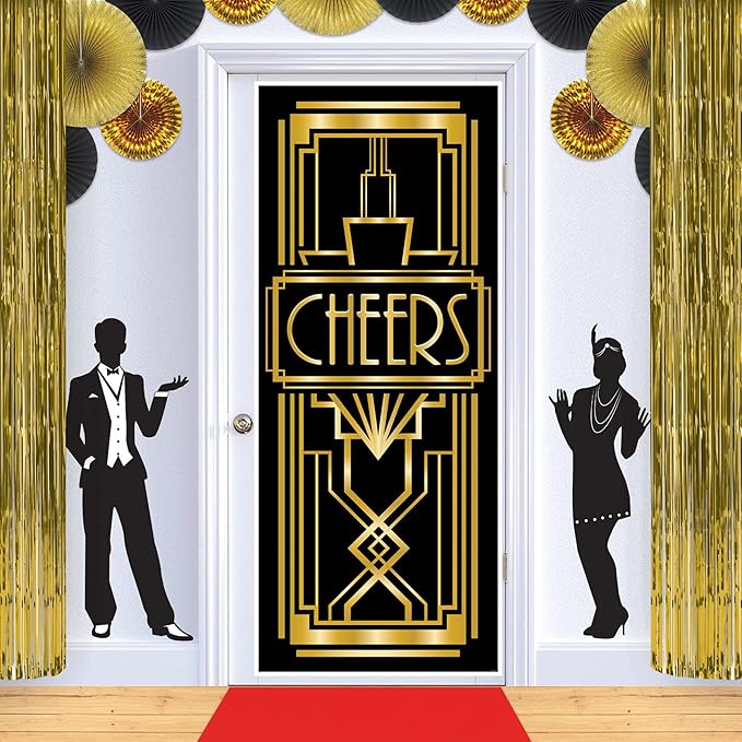 Beistle 6-Piece Roaring 20's Cutouts, Great Gatsby Party Decorations, 20's Theme Décor, Swing Dancer Speakeasy Party Supplies, 37"