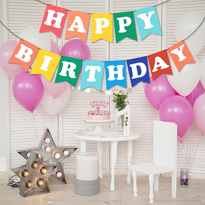 Birthday Party Decoration - Happy Birthday Colorful Banner For Women Men Boys Girls - Wall Hanging Decor for Outdoor Mantle Fireplace - Party Supplies & Decor Banner for Home Office Room - A03