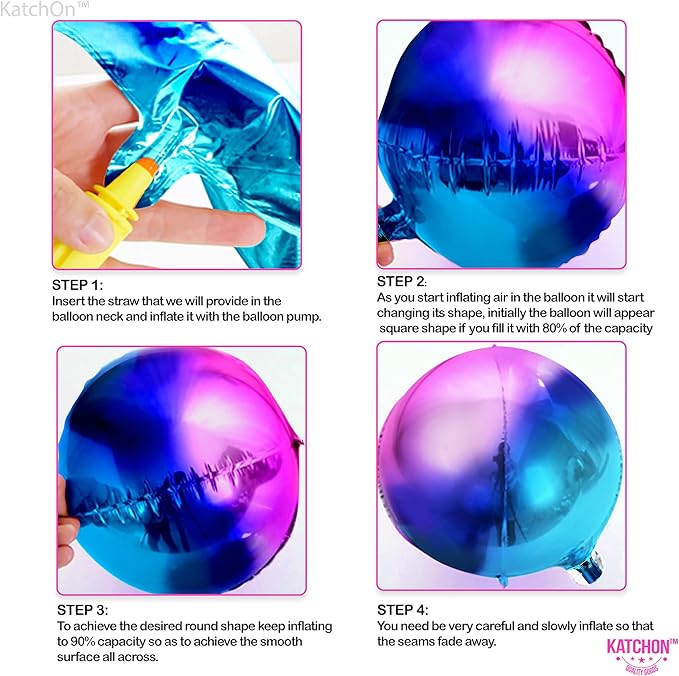 KatchOn, Purple Balloons - 22 Inch, Pack of 6 | Round Metallic Galaxy Balloons for Galaxy Party Decorations, Purple Birthday Party Decorations | Iridescent Balloon for Mermaid Party Decorations