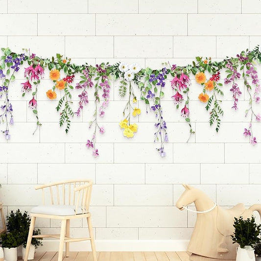 Cheerland Flower Banner Wildflower Garland Floral Party Decorations Whimsical Decor for Enchanted Garden Floral Woodland Theme Picnic Girls Birthday Tea Party Garden Wedding Onederland Baby Shower