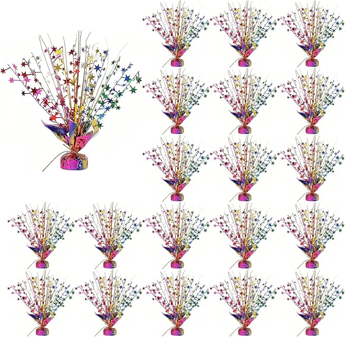 20 Pack Colorful Star Table Decorations Metallic Foil Spray Centerpiece Burst Table Centerpieces for Birthday Party Decoration Graduation Wedding Baby Shower Party Supply (Colorful)