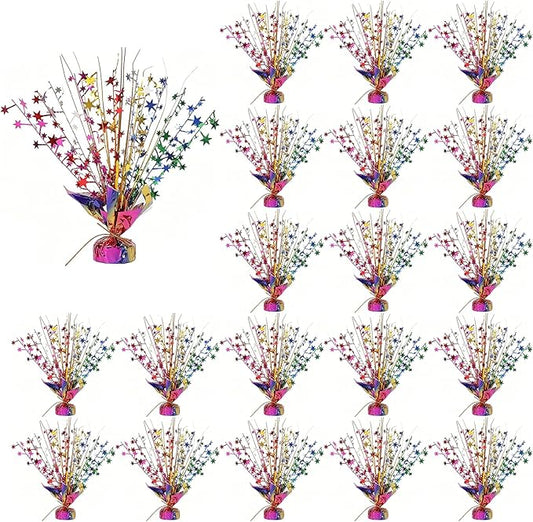 20 Pack Colorful Star Table Decorations Metallic Foil Spray Centerpiece Burst Table Centerpieces for Birthday Party Decoration Graduation Wedding Baby Shower Party Supply (Colorful)