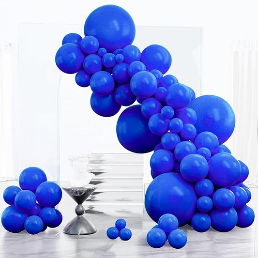 PartyWoo Royal Blue Balloons 152pcs Different Sizes Pack of 18 12 10 5 Inch Dark Blue Balloon Arch Kit for Baby Shower Gender Reveal Graduation Under The Sea Birthday Party Decorations Blue-Y59