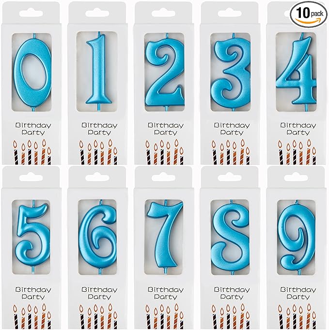 PHD CAKE 10-Count 0-9 Blue Number Birthday Candles, Number One Birthday, Blue Number Candles, Party Celebration, Baby Showers