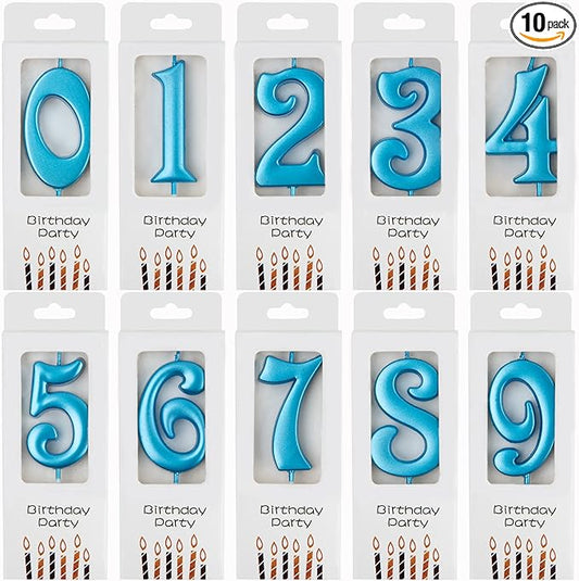 PHD CAKE 10-Count 0-9 Blue Number Birthday Candles, Number One Birthday, Blue Number Candles, Party Celebration, Baby Showers