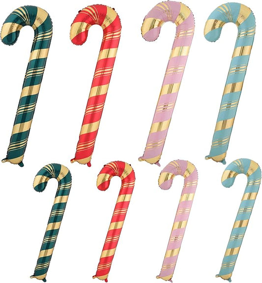 Christmas Ballooons Set Large Christms Cane Balloons Colorful Christmas Candy Size Combination Balloons for Christmas-Themed Party Birthday Party Supplies Decorations 8 PCS