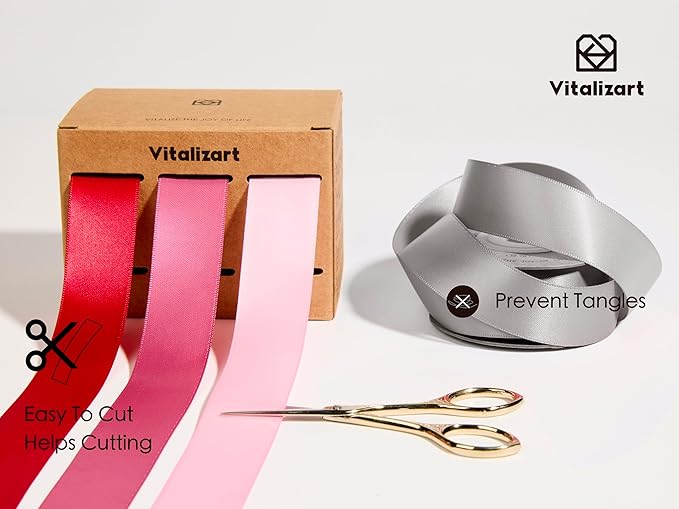 Vitalizart Ribbon for Gift Wrapping 1" x 30Yd Doubel Face Continuous Functional Satin Ribbon for Crafts Silk Like Fabric Flower Bouquet Birthday Party Decorations Bridal Shower Wreath Hair Pink & Red
