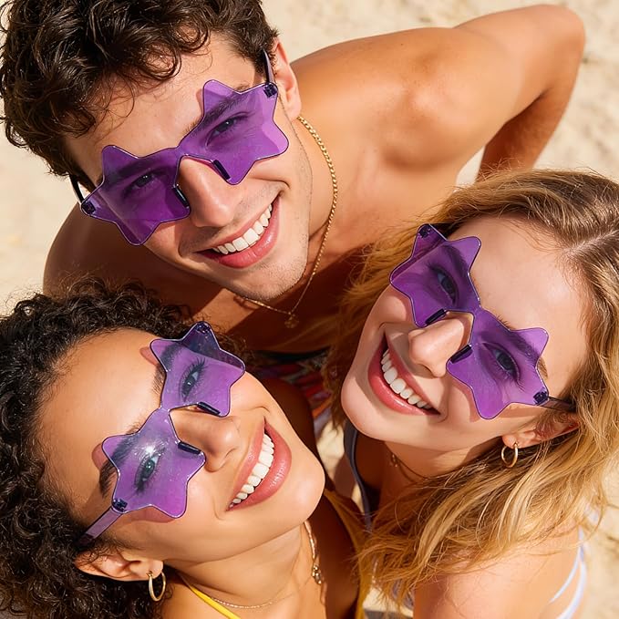 Pibupibu Wholesale 40 Pack Rimless Star Shaped Sunglasses Bulk Adults Unisex, Fun Colorful Pentagram Glasses Party Favors