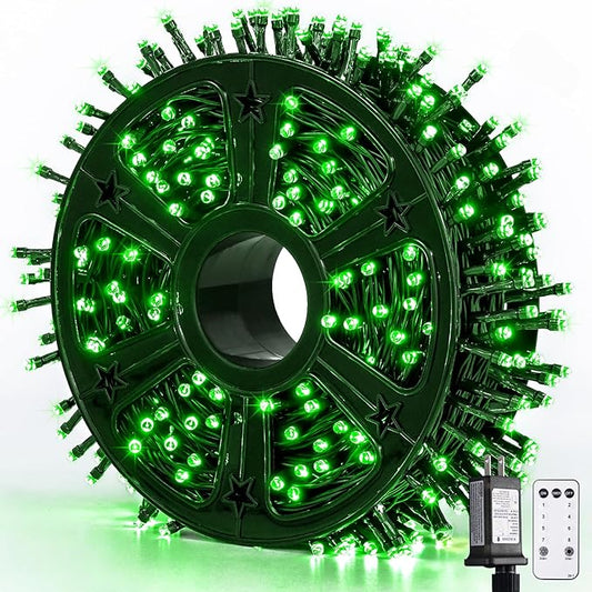 JMEXSUSS 500 LED Green Christmas Lights, 8 Modes St Patrick's Day Lights Outdoor Plug in, 173ft Green String Light for St Patrick's Day Party Xmas Tree Decorations