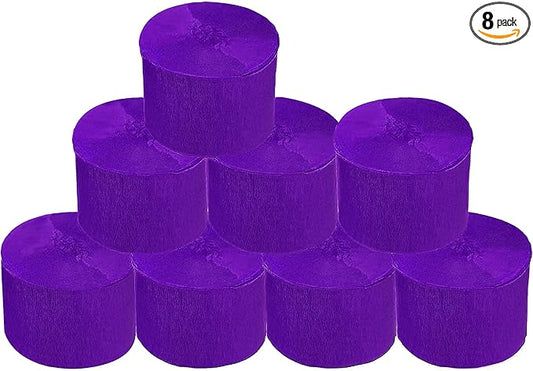 8 Rolls Purple Crepe Paper Streamers, Wedding Birthday Baby Shower Halloween Party Decoration, Rainbow DIY Supplies, Living Room Bedroom Decor