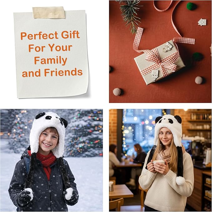 Surblue Animal Hat with Ears Moving Jumping Winter Plush Cap Halloween Christmas Party for Adult Teenager, One Size