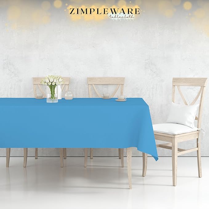 ZIMPLEWARE Premium Sky Blue Plastic Table Cloth Disposable (6 Pk) Plastic Tablecloths for Rectangle Tables (54in x 108in) Party Table Cloths Disposable for 6ft to 8ft Rectangle Tables