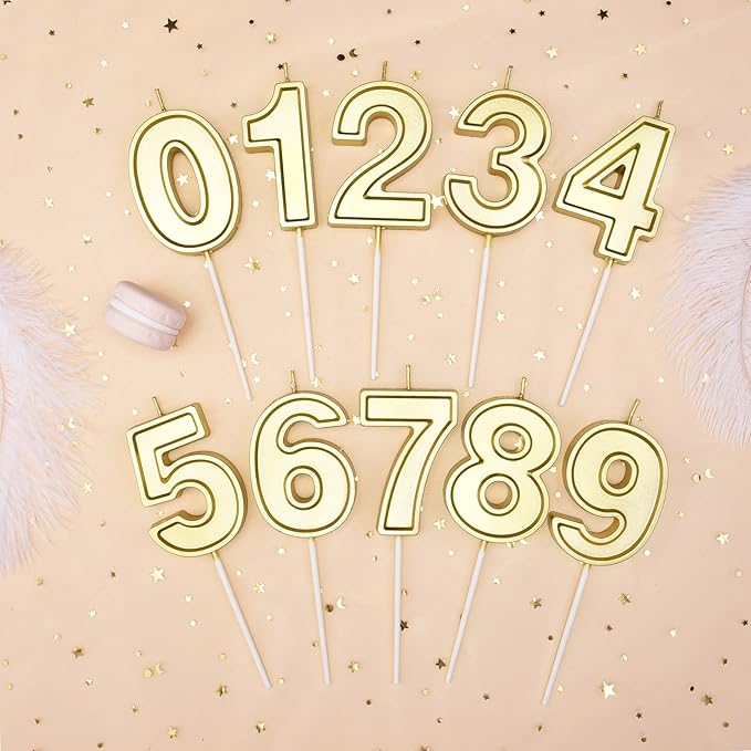 PHD CAKE 2.76 Inch Luxe Gold 5 Number Birthday Candles, Gold Number Candle, Cake Number Candles, Party Celebration