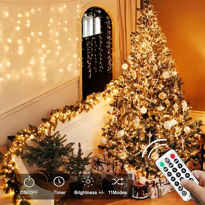 Upgraded 218FT 650 LED Color Changing Christmas String Lights Outdoor/Indoor, Remote Control & 11 Modes & Timer Green Wire Christmas Tree Lights, Waterproof Fairy String Lights for Tree Xmas Garden