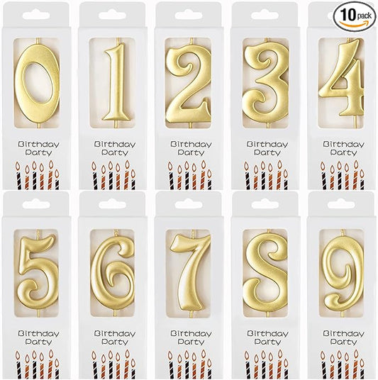 PHD CAKE 10-Count 0-9 Gold Number Birthday Candles, Number One Birthday, Gold Number Candles, Party Celebration, Baby Showers