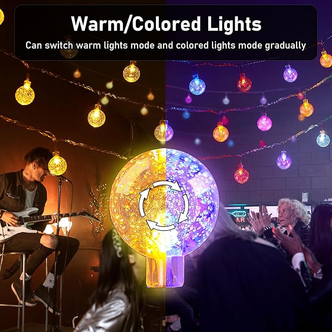 YCoisini 39FT Outdoor String Lights, 68 LED Patio Lights with Remote Control, Voice-Activated & Music Sync Mode, 16 Color-Changing Modes, Waterproof for Patio Garden Party Decor