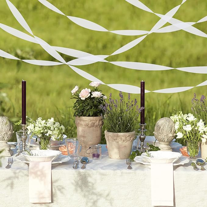 8 Rolls Crepe Paper Streamers, White Streamers Party Decorations for Baby Shower Bridal Shower Wedding Party Birthday Christmas