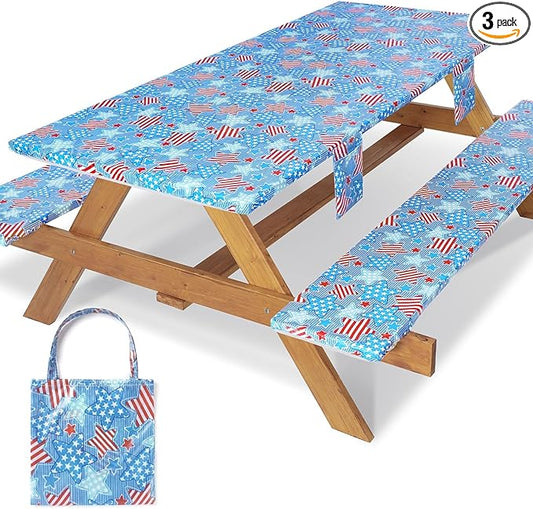 Picnic Table Cover with Bench Covers 6 Feet Water Proof Camping Table Clothes with Elastic Edges Rv Patio Equipment for Outside Campers Car Travel Gadgets Funny Gift for Who Have Everything