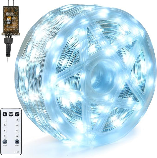 Joiedomi 1200 LED Christmas String Lights Outdoor,394 FT Cool White Fairy Light with Remote 8 Modes Timer, Plug in PVC Clear Wire Lighting Decor with Reel for Indoor Dorm Classroom Bedroom Holiday