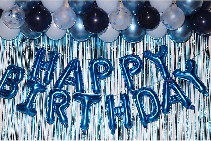 13th Birthday Decorations for Boys 13th Birthday Balloons 13 Cake Topper Happy Birthday Banner Blue Streamers Happy 13th Birthday Decorations
