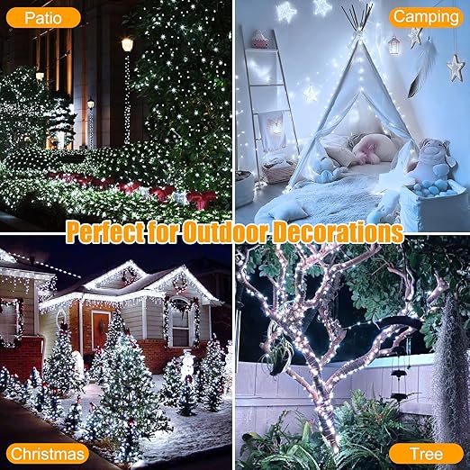 4 Pack Fairy Lights Battery Operated with Remote, 33FT 100LED Waterproof Twinkle String Lights with Timer & 8 Modes,for Indoor Outdoor Patio Garden Wedding Party Christmas Decor-Cool White