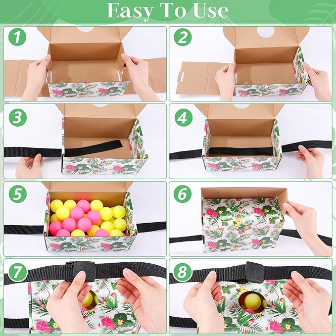 4 Sets Luau Party Games Tropical Hawaiian Luau Safari Shake Box, 4 Adjustable Belts and 80 Balls, Swing Shaking Balls Set for Adults Outdoor Indoor Group Party Game
