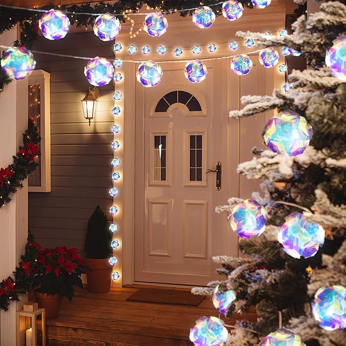 AceList 20 LED Globe Disco Ball Mirror String Lights, 10ft USB&Battery Powered Fairy Lights, Eid Ramadan Decoration Lighting for Mother's Day Gifts, Tree Decor Outdoor Indoor Patio Party Garden