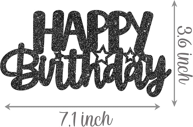 Birthday Centerpiece Sticks 12PCS Black Glitter Birthday Party Table Toppers Happy Birthday Sign Decorations Centerpieces for Anniversary Party Supplies
