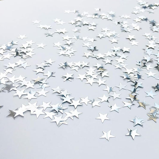 Confetti Star Metallic Foil Confetti Sprinkles for Wedding/Birthday/Festival Party Decorations 1.5OZ (Silver 10mm)