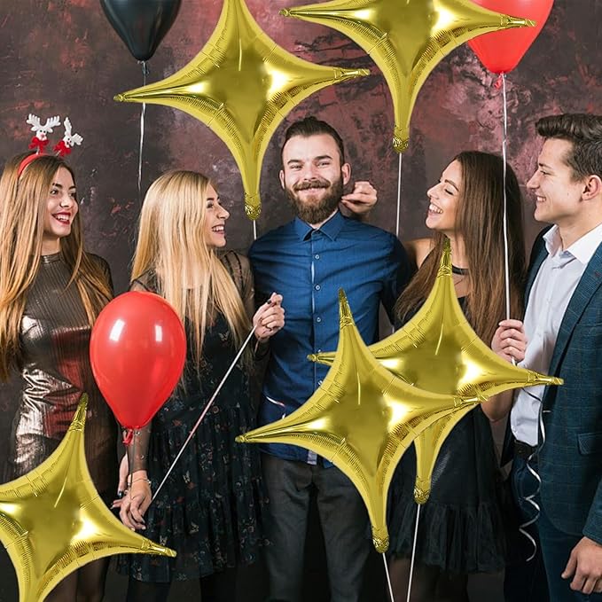 TONIFUL 20Pcs 26Inch Large Gold Four Pointed Star Shape Foil Balloons Big Gold Star Mylar Balloons for Birthday Wedding Baby Shower Anniversary Engagement Party Decorations Supplies