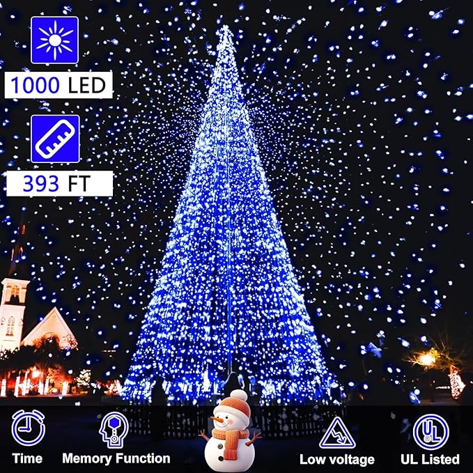 Outdoor Fairy Lights Waterproof, Plug in String Lights with 8 Modes Timer, 392Ft 1200 Twinkle LED Outdoor & Indoor Decor for Girl's Bedroom/Garden/Patio/Yard/Wedding/Holiday Party