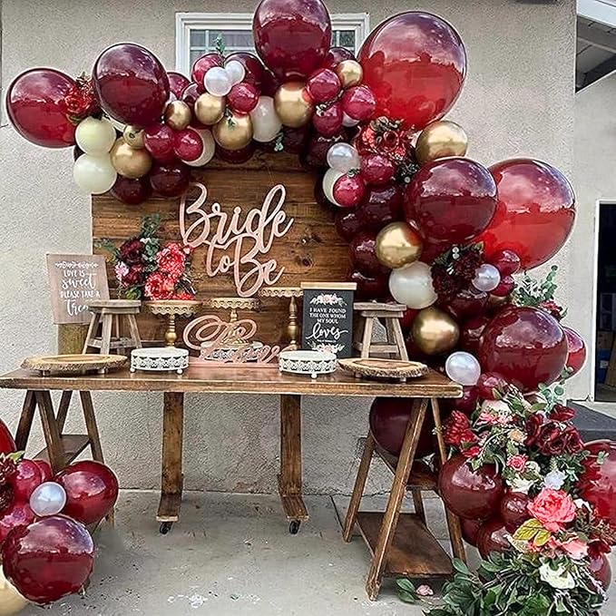 PartyWoo Pearl Burgundy Balloons 140pcs Different Sizes of 18 12 10 5 Inch Dark Red Maroon Wine Colored Balloon Arch Kit Garland for Graduation Wedding Anniversary Birthday Party Decorations Red-Z61