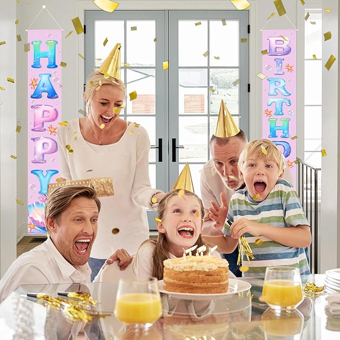 Birthday Decorations Banner, Happy Birthday Door Sign for Men Women Boys Girls Ideal Birthday Decorations Party Supplies Outdoor Indoor 72 x 12 Inch