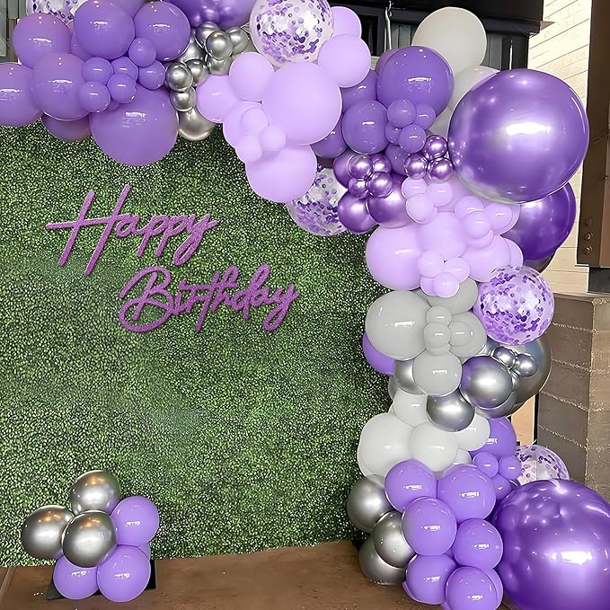 Happy Birthday Sign for Backdrop - Glitter Purple Felt 'Happy Birthday' Letter Sign for Balloon Arch Backdrop Decorations