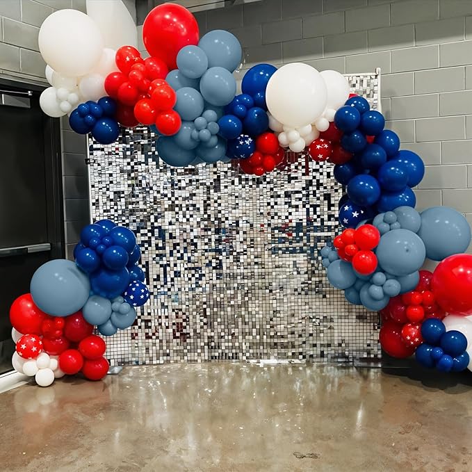 Red White and Blue Balloons, Memorial Day Patriotic 250th Anniversary USA Baseball Balloon Red Royal Blue Balloons for Birthday Graduation 4th of July Independence Day Patriotic Party Decorations