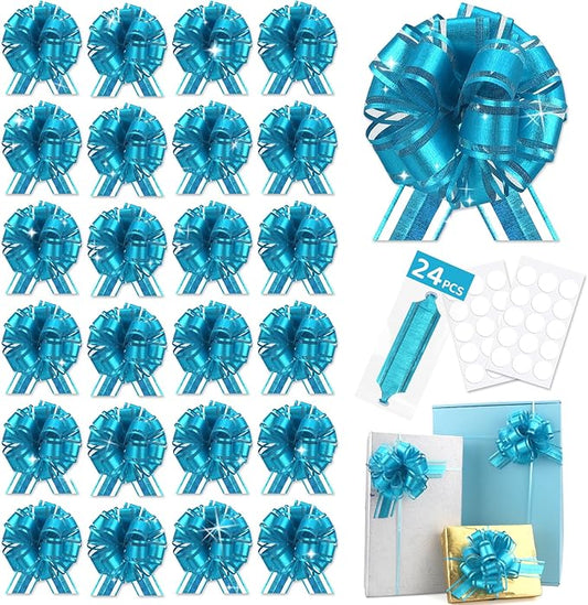 Gift Bow Ribbon Pull Bows for Gift Warpping Christmas Warp Bow Party Birthday Wedding Organza Bows Bikes Anniversary Boxes Flower Decorations Valentine's Day (Blue-G)