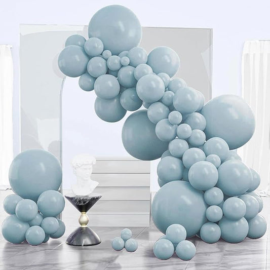 PartyWoo Dusty Blue Balloons 140pcs Different Sizes of 18 12 10 5 Inch Light Blue Aqua Boho Balloon Arch Kit Garland for Graduation Baby Shower Gender Reveal Birthday Party Decorations Blue-F28
