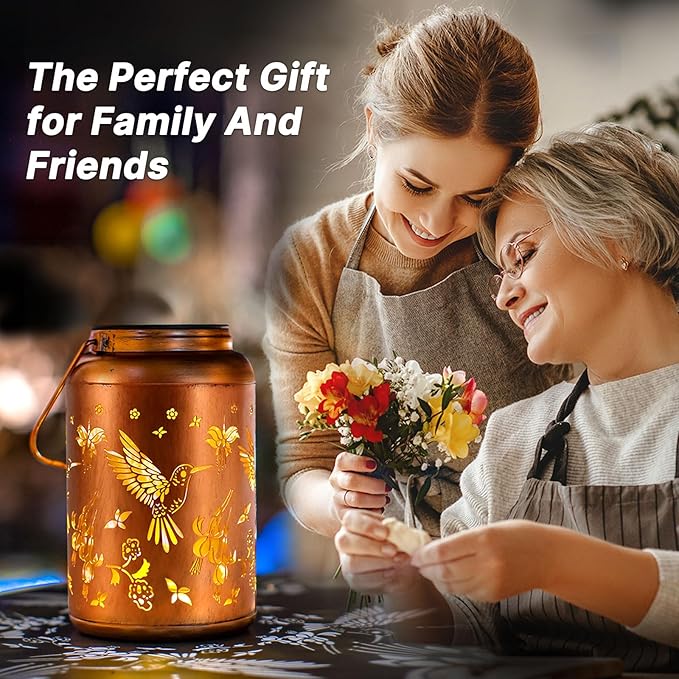 Hummingbird Solar Lanterns Outdoor Waterproof Hanging,Solar Lights Metal Summer Decor Garden,Patio,Yard,Lawn,Backyard,Front,Porch Mothers Day Gifts for Women Mom Grandma Men